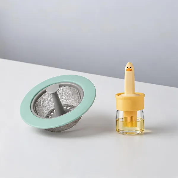 Sea_Blue_Kitchen_Sink_Strainer_And_Oil_Dispenser_With_Brush_Set_Of_2