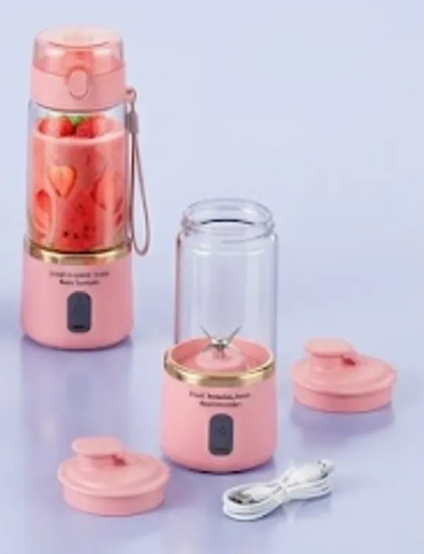 Peach_Plastic_Usb_Rechargeable_Portable_Juicer_Blender_400Ml_6_Blades