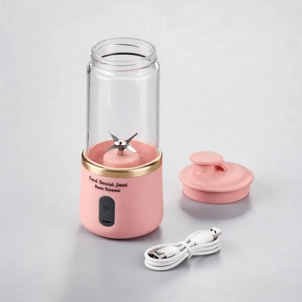 Peach_Plastic_Usb_Rechargeable_Portable_Juicer_Blender_400Ml_6_Blades