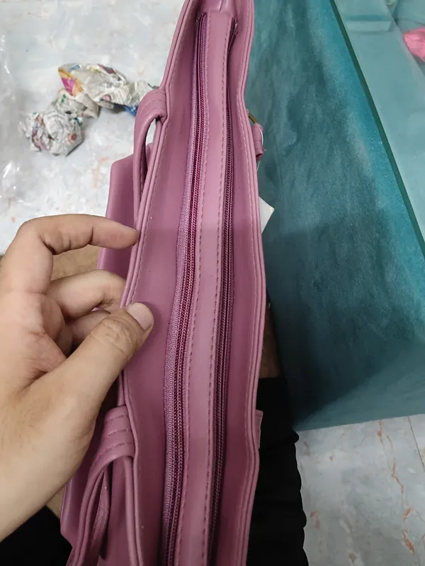 Pink_Faux_Leather_Quilted_Tote_Handbag_For_Women