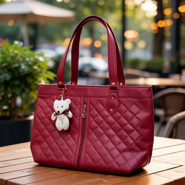 Maroon_Synthetic_Leather_Quilted_Tote_Bag_For_Women