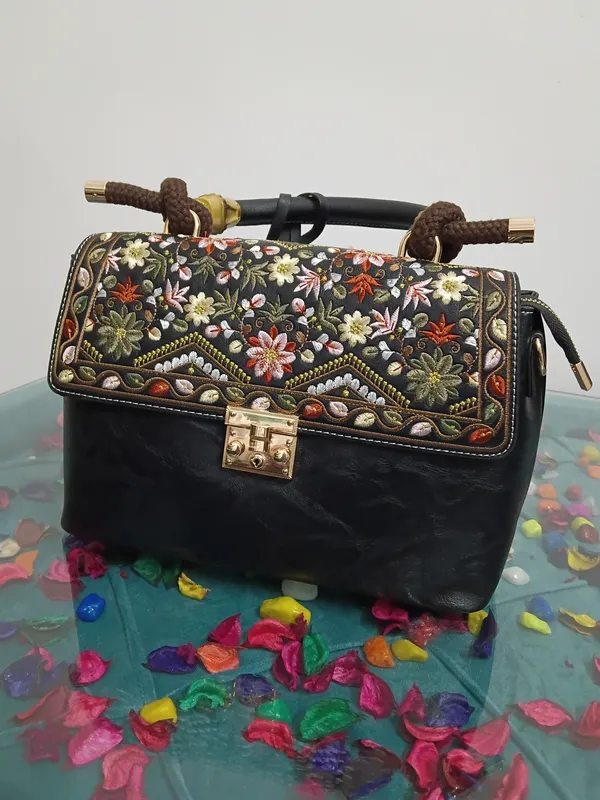Black_Faux_Leather_Floral_Embroidered_Handbag_For_Women