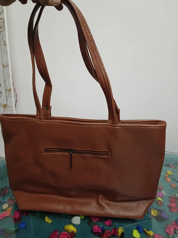 Brown_Synthetic_Leather_Textured_Tote_Bag_For_Women