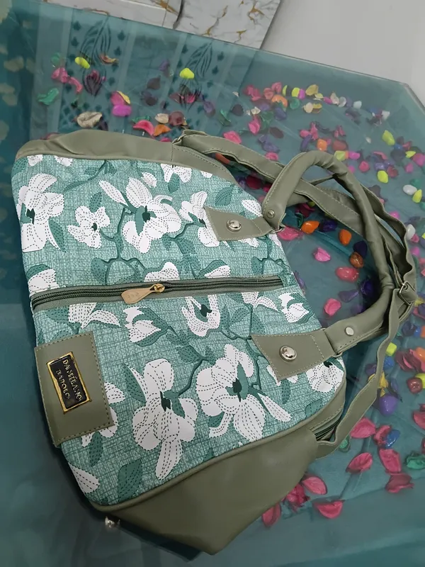 Green_Synthetic_Leather_Floral_Print_Handbag_For_Women