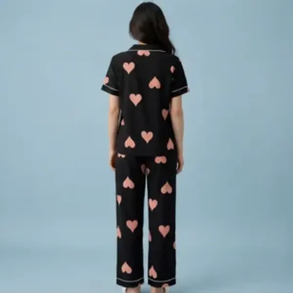 Black_Cotton_Heart_Print_Nightwear_Set_For_Women