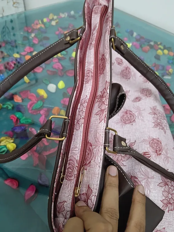 Pink_Floral_Fabric_Bow_Handbag_For_Women