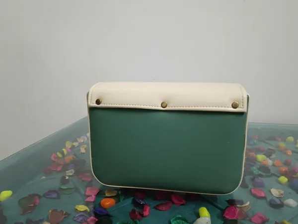 Green_&_Cream_Leather_Colour_Block_Sling_Bag_For_Women