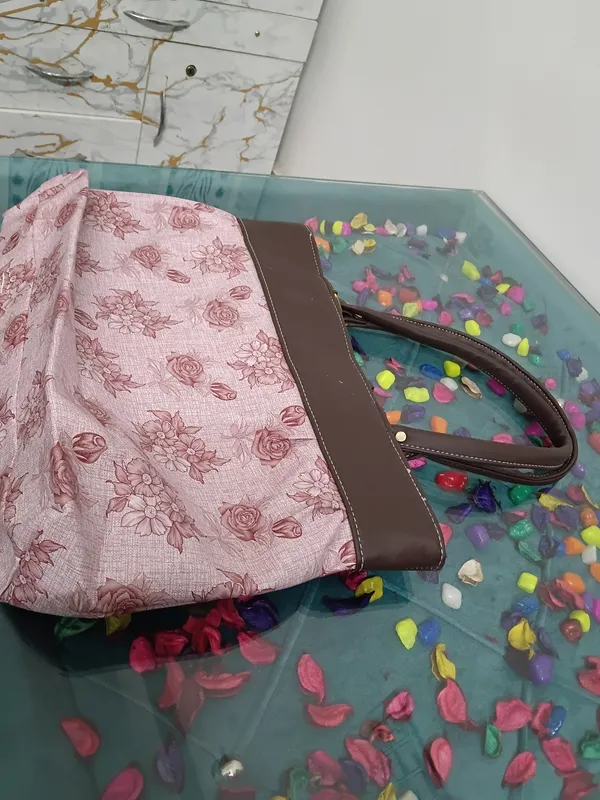 Pink_Floral_Fabric_Bow_Handbag_For_Women