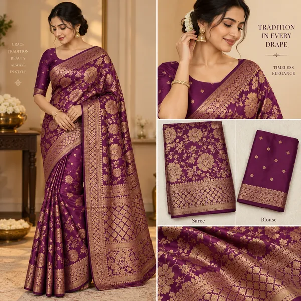 Purple_Banarasi_Silk_Floral_Woven_Saree_For_Women