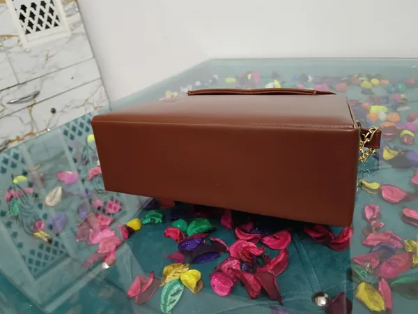 Brown_Synthetic_Leather_Structured_Chain_Shoulder_Bag_For_Women