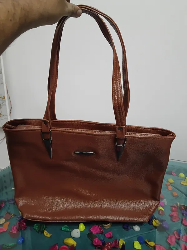 Brown_Synthetic_Leather_Textured_Tote_Bag_For_Women