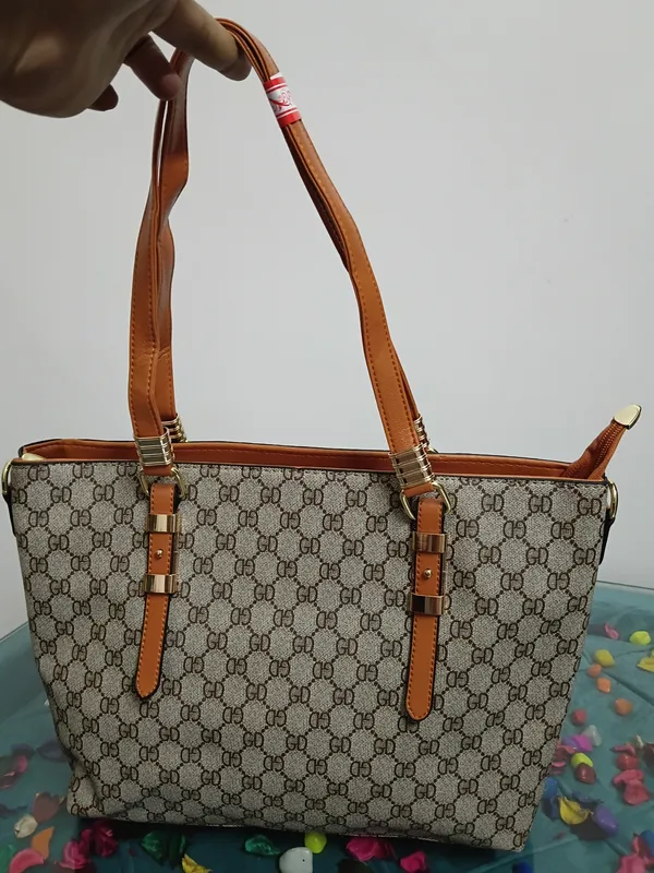 Beige_Canvas_Monogram_Patterned_Tote_Handbag_For_Women