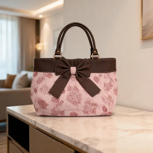 Pink_Floral_Fabric_Bow_Handbag_For_Women