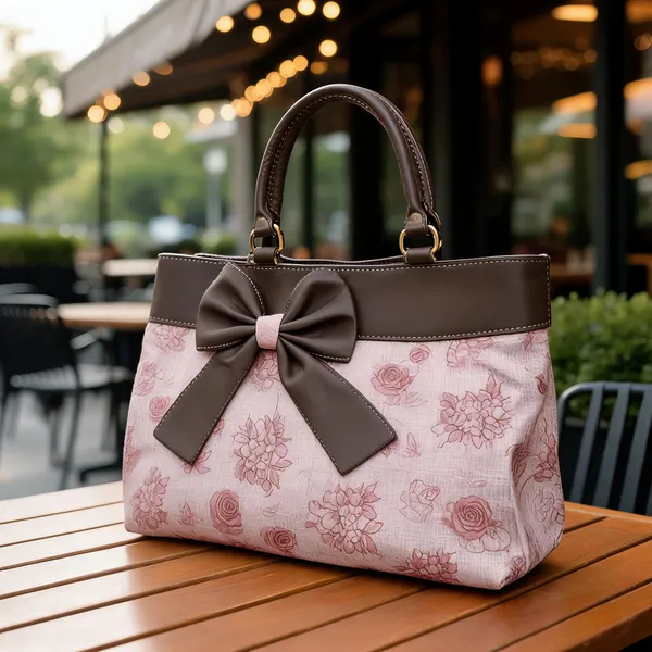 Pink_Floral_Fabric_Bow_Handbag_For_Women