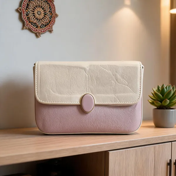Pink_Leather_Textured_Flap_Clutch_Bag_For_Women