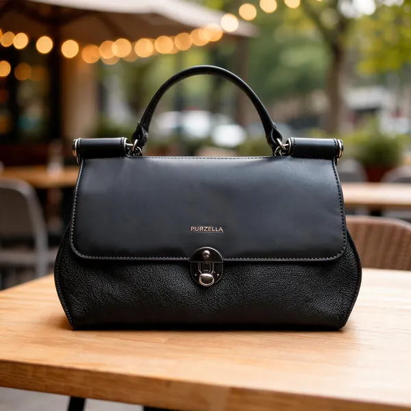 Black_Faux_Leather_Structured_Flap_Handbag_For_Women