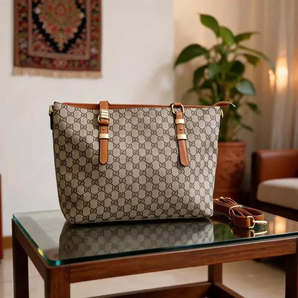 Beige_Canvas_Monogram_Patterned_Tote_Handbag_For_Women