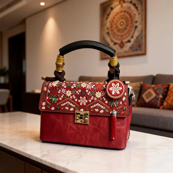 Red_Faux_Leather_Embroidered_Handbag_For_Women