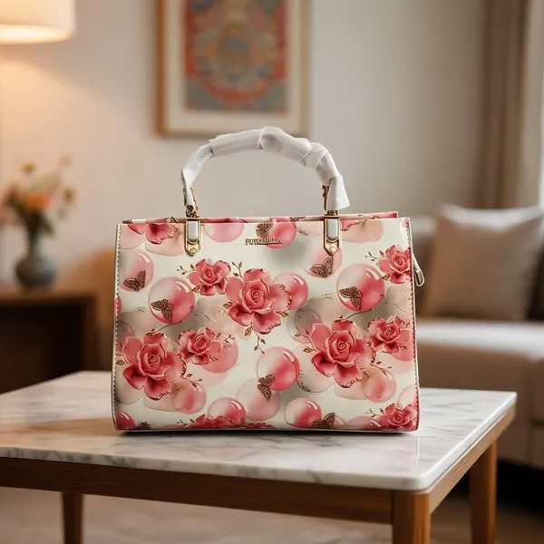 Pink_Faux_Leather_Floral_Structured_Handbag_For_Women