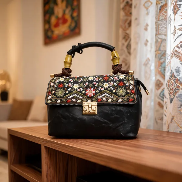 Black_Faux_Leather_Floral_Embroidered_Handbag_For_Women