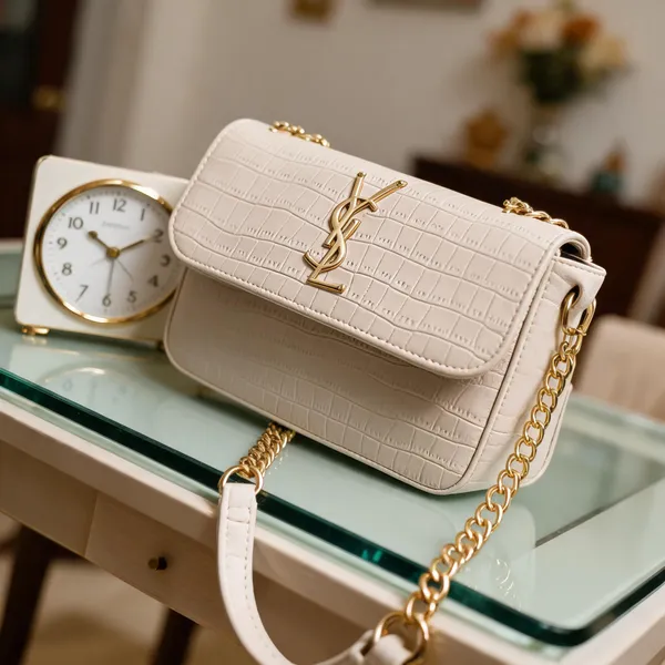 White_Textured_Pure_Leather_Shoulder_Bag_For_Women