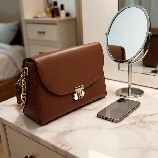 Brown_Synthetic_Leather_Structured_Chain_Shoulder_Bag_For_Women