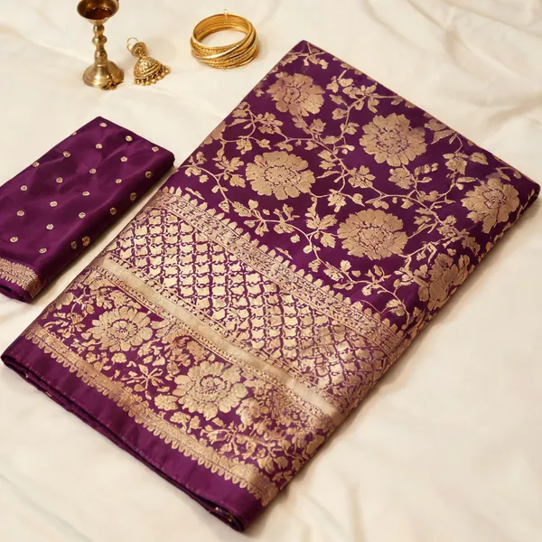 Purple_Banarasi_Silk_Floral_Woven_Saree_For_Women