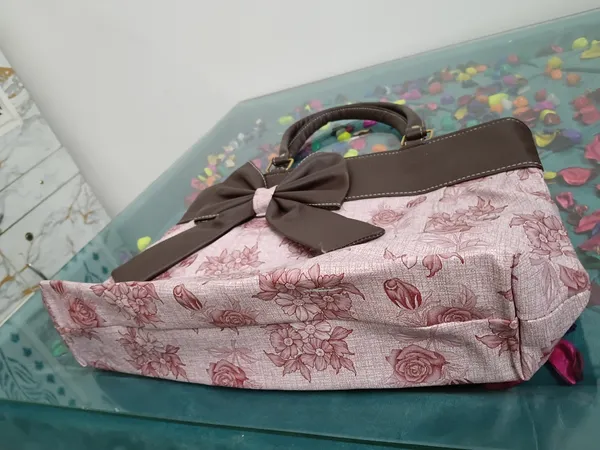 Pink_Floral_Fabric_Bow_Handbag_For_Women