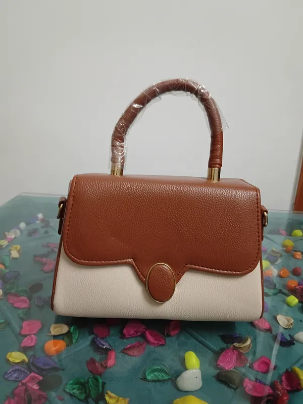 Brown_Synthetic_Leather_Structured_Flap_Handbag_For_Women