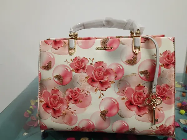 Pink_Faux_Leather_Floral_Structured_Handbag_For_Women
