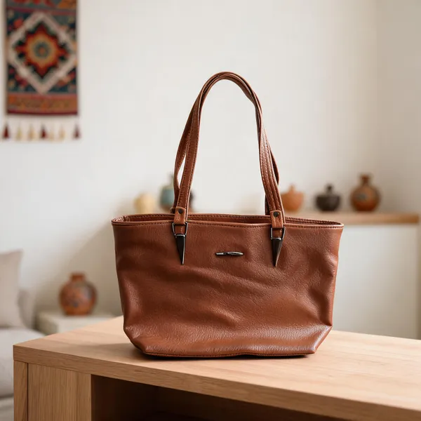 Brown_Synthetic_Leather_Textured_Tote_Bag_For_Women