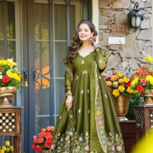 Olive_Green_Georgette_Embroidered_Anarkali_Suit_Set_For_Women