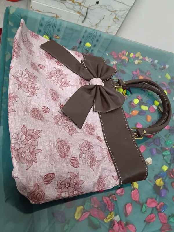 Pink_Floral_Fabric_Bow_Handbag_For_Women