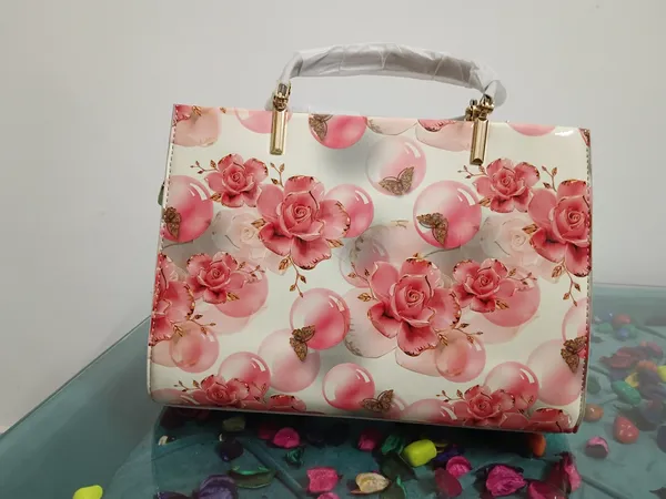 Pink_Faux_Leather_Floral_Structured_Handbag_For_Women