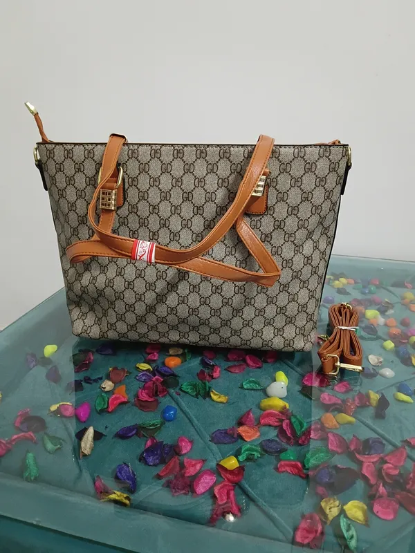 Beige_Canvas_Monogram_Patterned_Tote_Handbag_For_Women