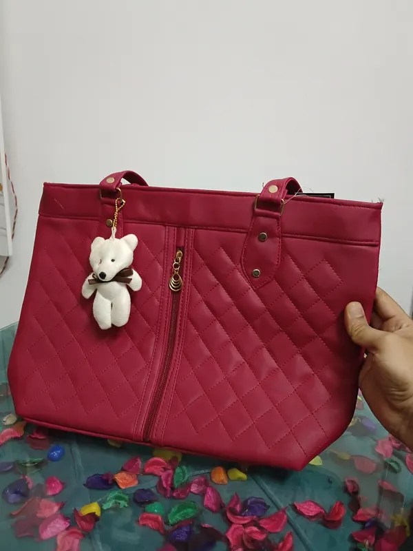 Maroon_Synthetic_Leather_Quilted_Tote_Bag_For_Women