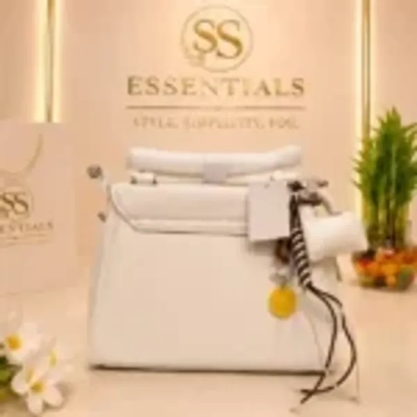 White_Faux_Leather_Structured_Handbag_For_Women