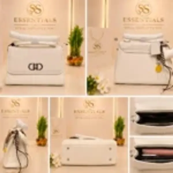 White_Faux_Leather_Structured_Handbag_For_Women