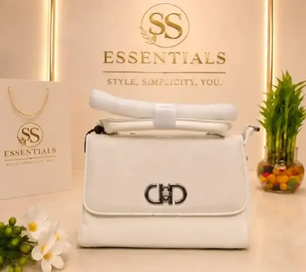 White_Faux_Leather_Structured_Handbag_For_Women