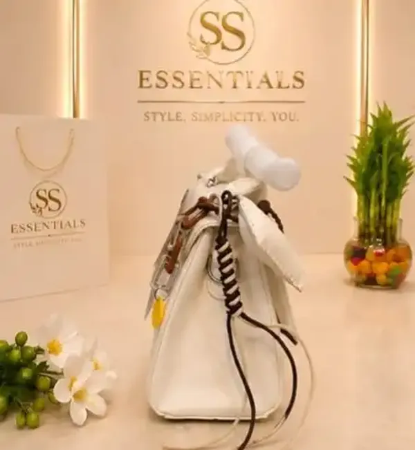 White_Faux_Leather_Structured_Handbag_For_Women