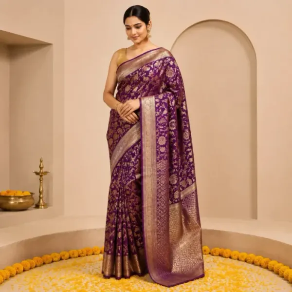 Purple_Banarasi_Silk_Floral_Woven_Saree_For_Women