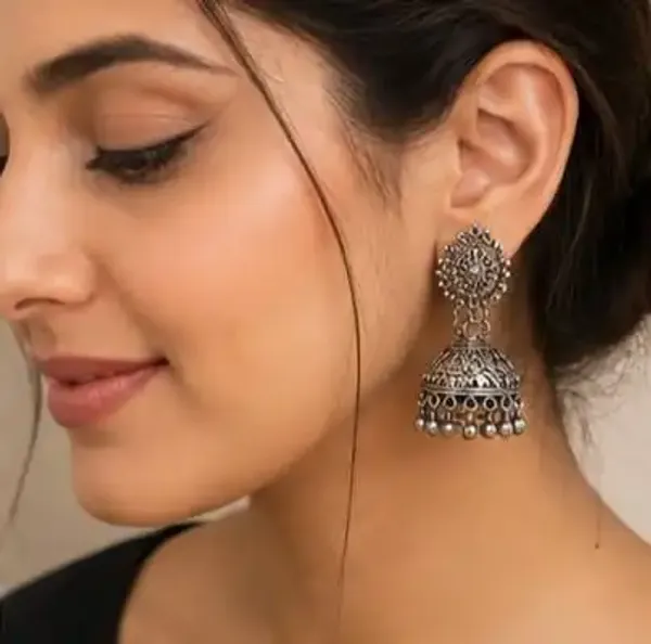 Oxidized_Silver_Jhumka_Earrings_Set_16_Pair_For_Women
