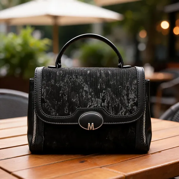 Black_Faux_Leather_Structured_Flap_Handbag_For_Women
