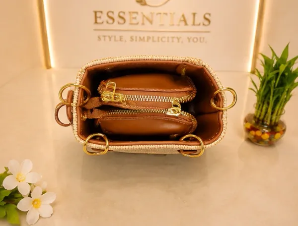 Beige_&_Brown_Pure_Leather_Woven_Handbag_For_Women