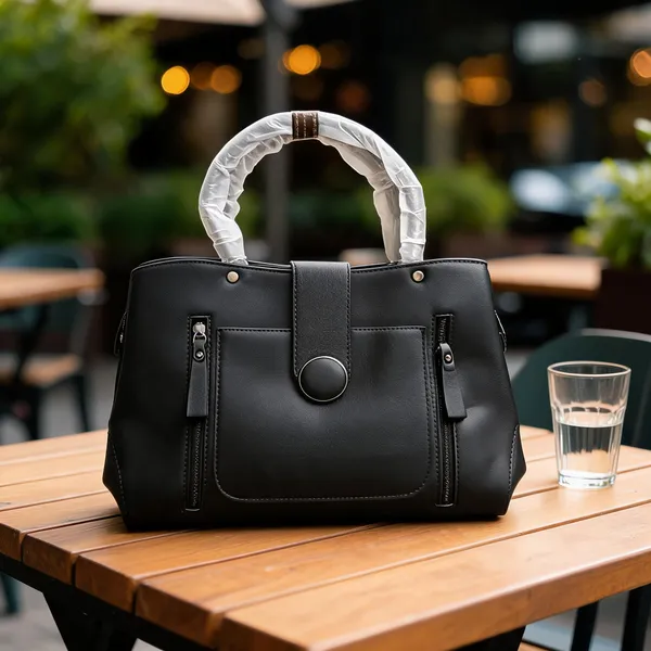 Black_Faux_Leather_Structured_Tote_Handbag_For_Women