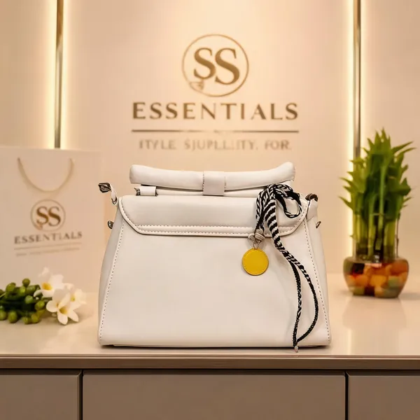 White_Faux_Leather_Structured_Handbag_For_Women