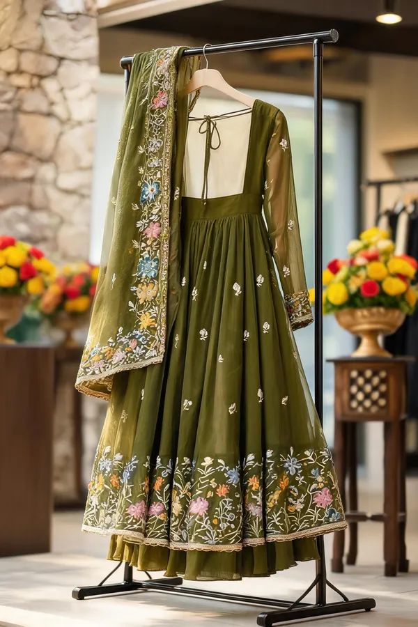Olive_Green_Georgette_Embroidered_Anarkali_Suit_Set_For_Women