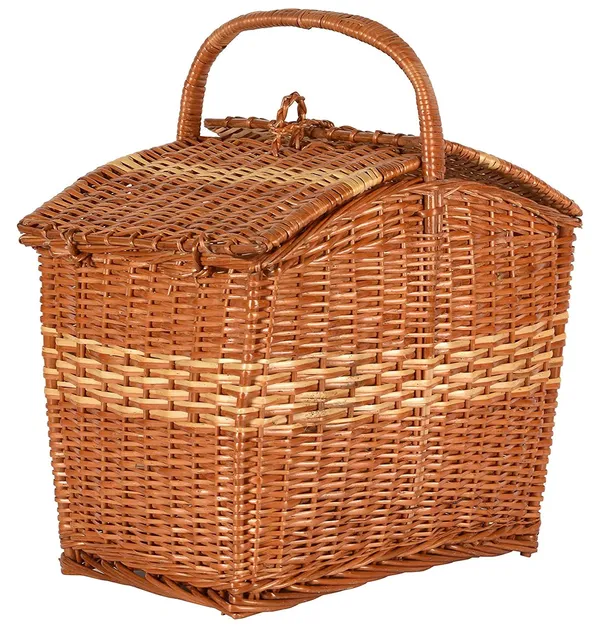 Handcrafted_Cane_Picnic_Basket_With_Dual_Lid_Handle_Multipurpose_Wicker_Storage_For_Laundry_Toys_Outings_14_Inch