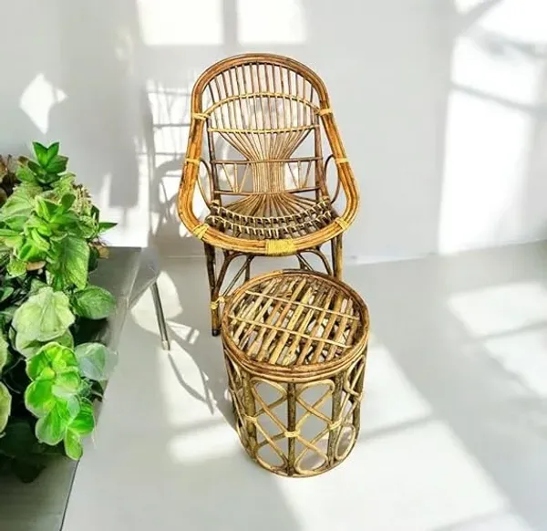 Cane_Chair_With_Table_Handcrafted_Chair_For_Home_Office_Garden_Balcony_Stylish_Durable_Set_Of_1_With_Table