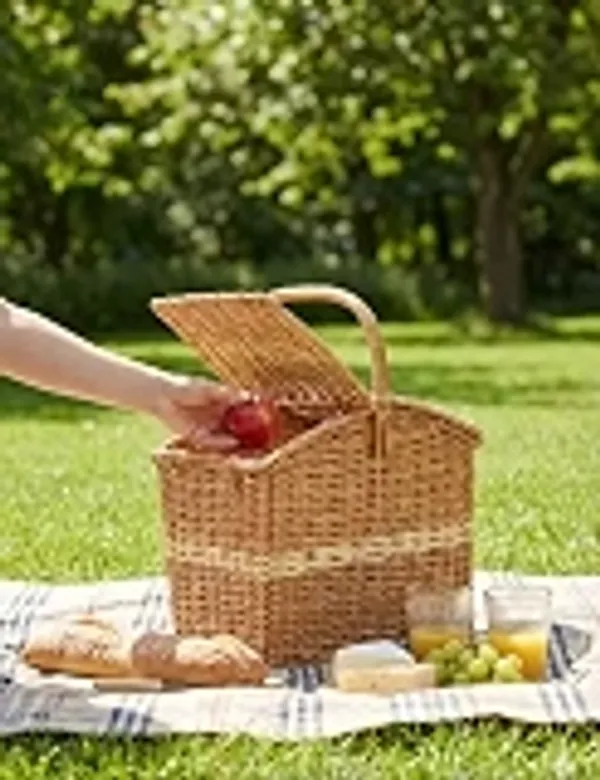 Bcf_India_Wicker_Basket_For_Lunch_Picnic_Basket_With_Top_Handle_Modern_Picnic_Baskets_Bamboo_Food_Baskets_Rectangular_Brown_Medium_33_23_30_Cm